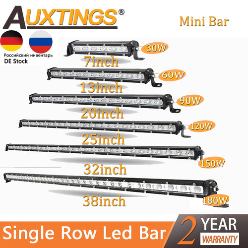 Auxtings Slim LED Light Bar Single Row 7