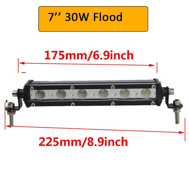 Auxtings Slim LED Light Bar Single Row 7