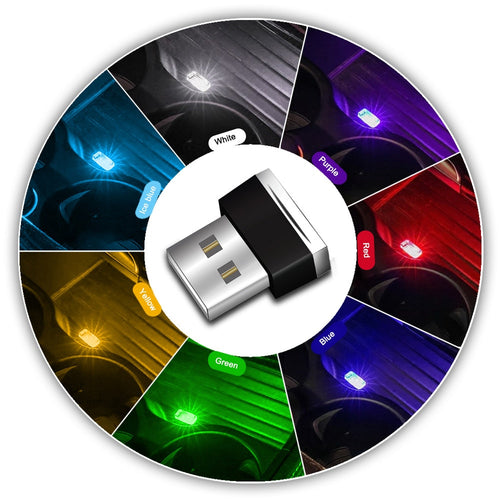 Mini USB Light LED Modeling Car Ambient Light Neon Interior Light Car Jewelry (7 kinds of light colors)