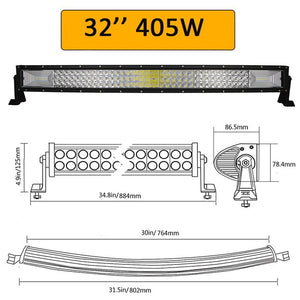 Auxtings 22" 32" 42" 52"inch Curved Led Light Bar Work Light 7D led bar 3-Row 4x4 Truck ATV Car Roof Offroad Driving EU RU stock