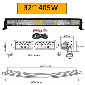 Auxtings 22" 32" 42" 52"inch Curved Led Light Bar Work Light 7D led bar 3-Row 4x4 Truck ATV Car Roof Offroad Driving EU RU stock