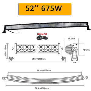 Auxtings 22" 32" 42" 52"inch Curved Led Light Bar Work Light 7D led bar 3-Row 4x4 Truck ATV Car Roof Offroad Driving EU RU stock